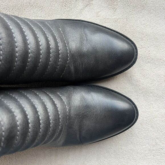 Clarks Narrative Movie Retro Black Leather Boot Women 10 M Side Zip Block Heel - Picture 7 of 16